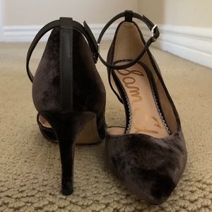 Velvet Heel With Ankle Strap